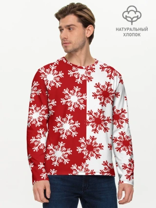 Мужской лонгслив базовый / Новогодние Снежинки 2022