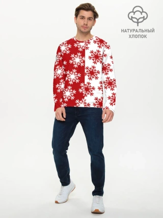 Мужской лонгслив базовый / Новогодние Снежинки 2022