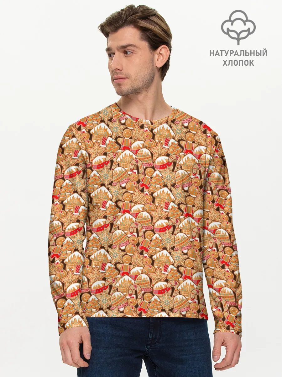 Мужской лонгслив базовый / Праздничное Печенье