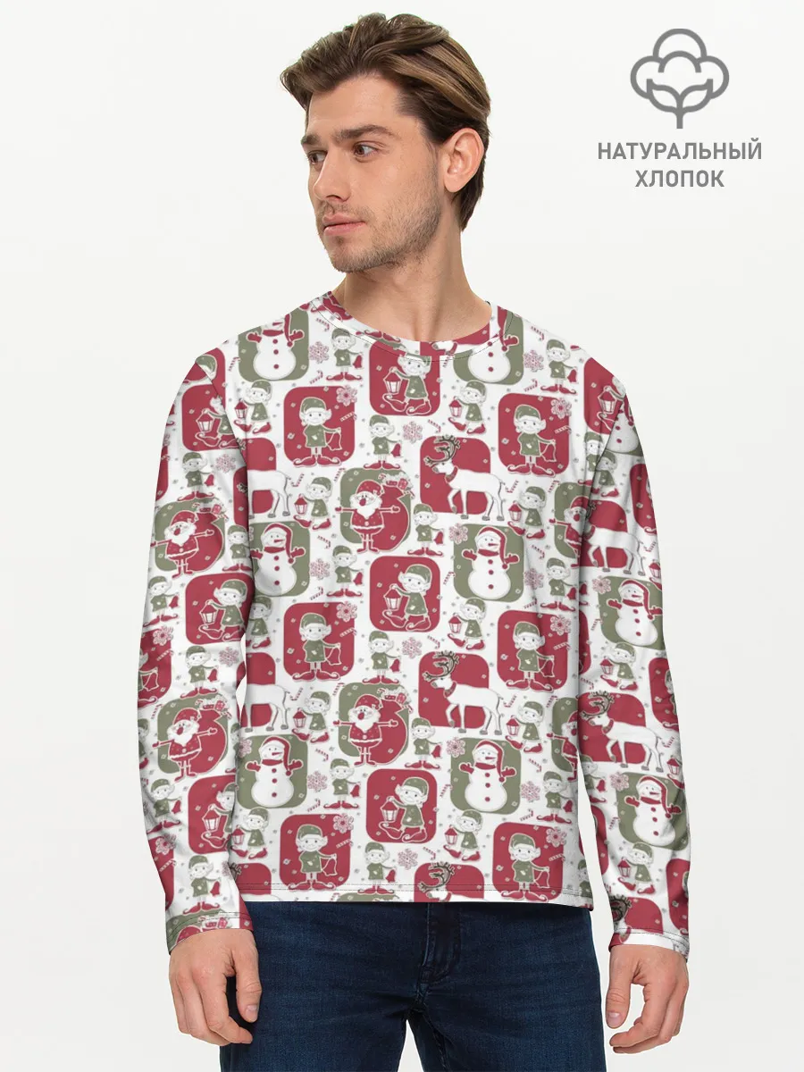 Мужской лонгслив базовый / Санта везёт подарки