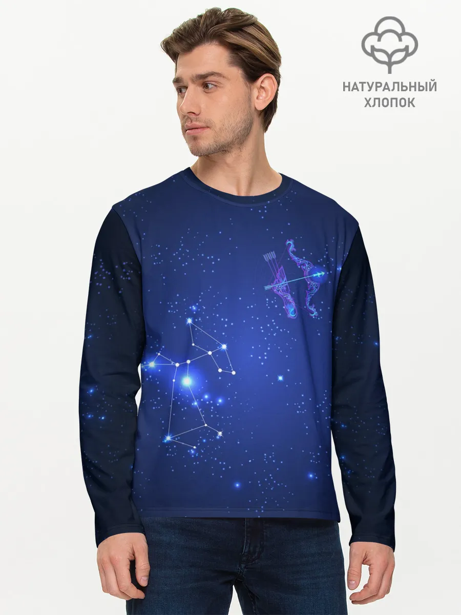 Мужской лонгслив базовый / Знак зодиака - Стрелец