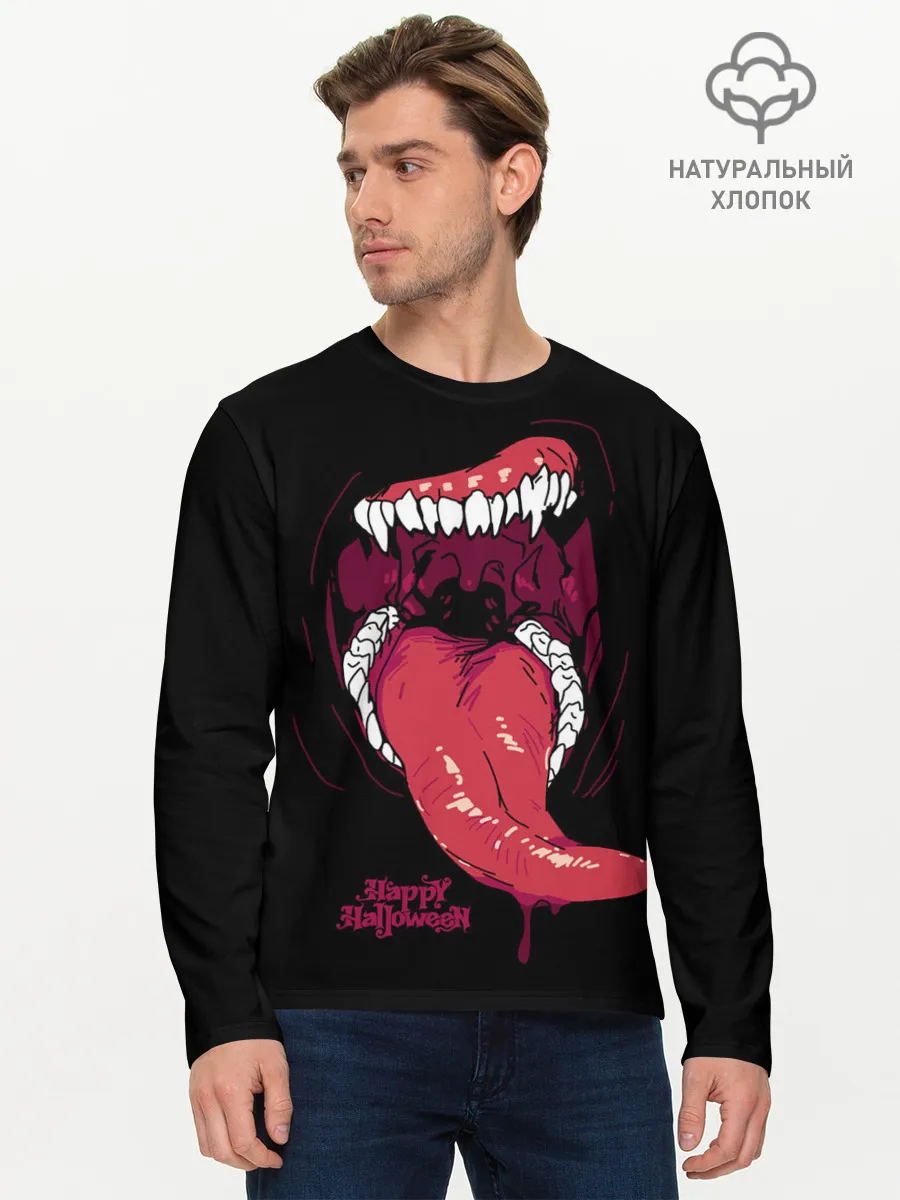 Мужской лонгслив базовый / Пасть хищника