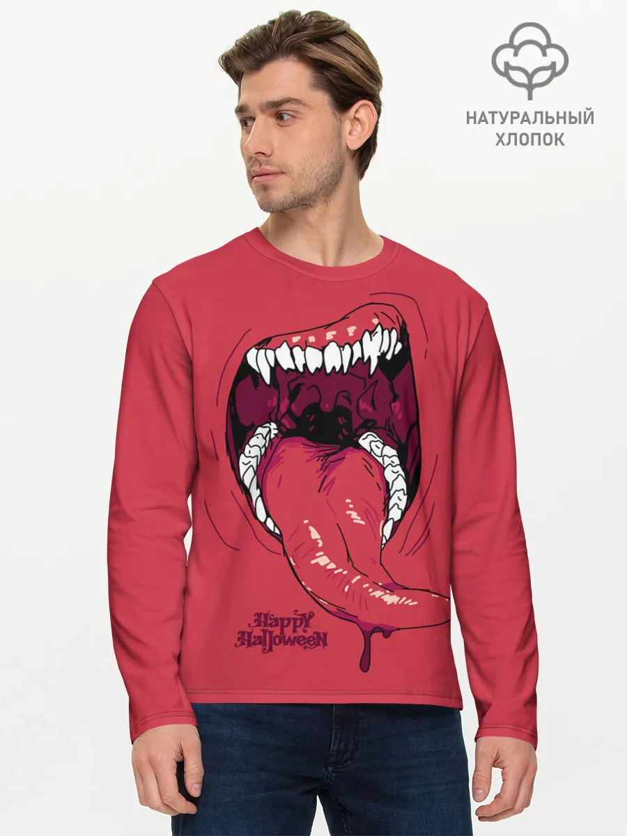 Мужской лонгслив базовый / Пасть красного хищника