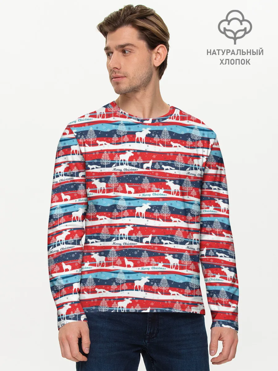 Мужской лонгслив базовый / Merry Christmas