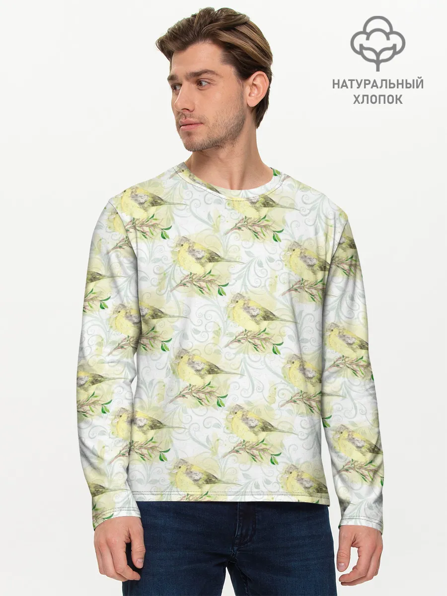 Мужской лонгслив базовый / Маленькие птички