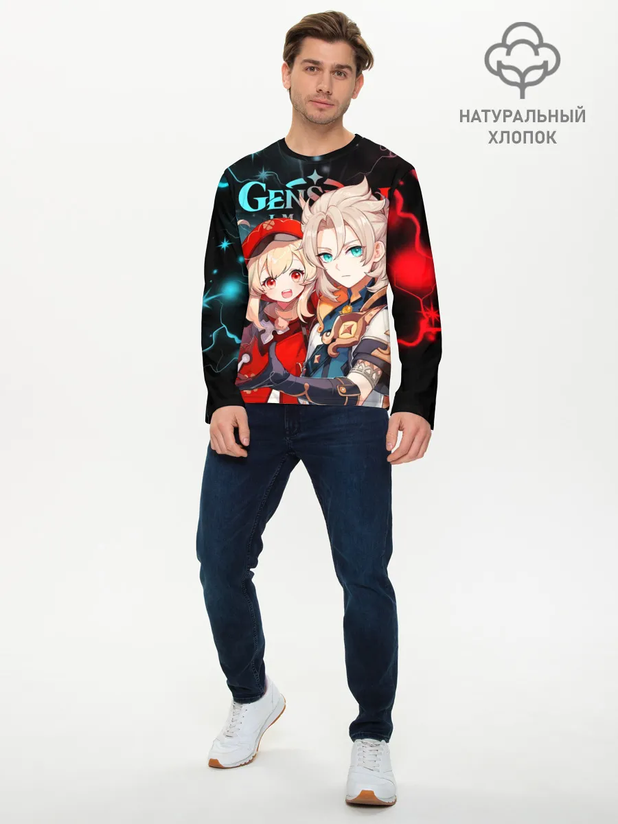 Мужской лонгслив базовый / Альбедо и Кли, Genshin Impact