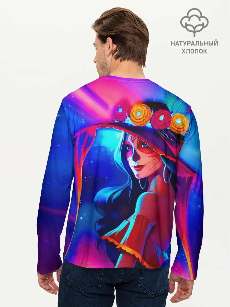 Мужской лонгслив базовый / Неоновая ведьма