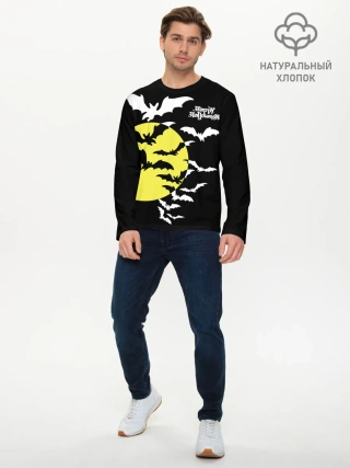 Мужской лонгслив базовый / Летучие мыши на Хэллоуин