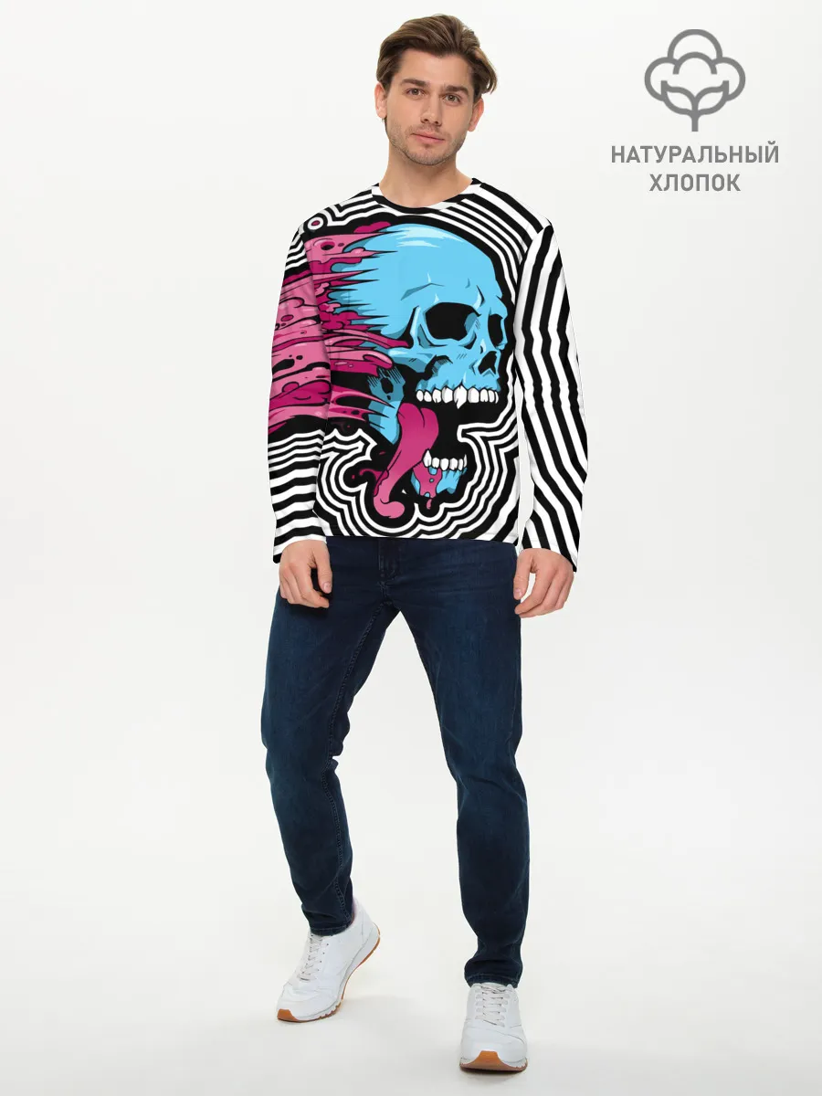 Мужской лонгслив базовый / Летящий череп