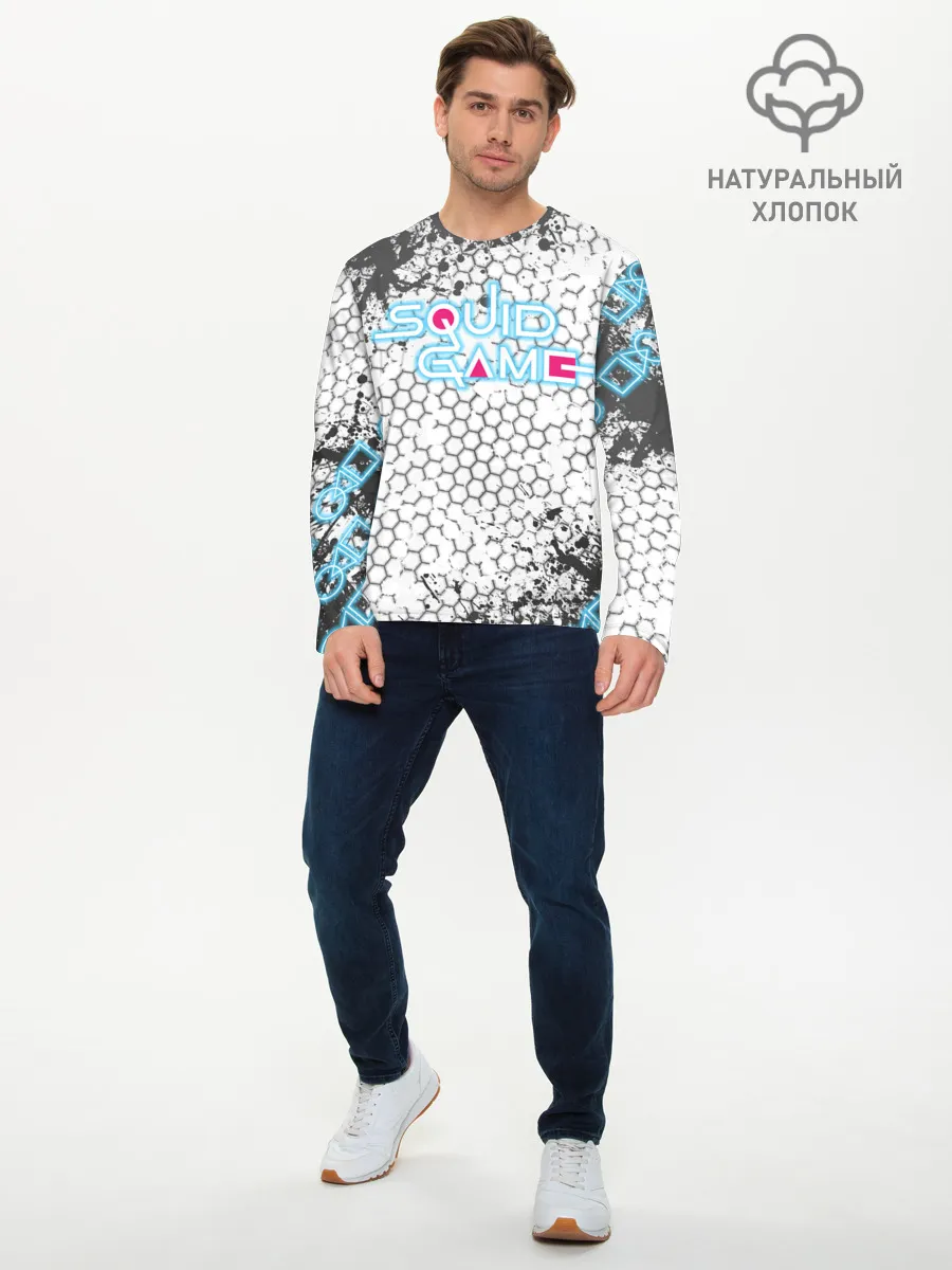 Мужской лонгслив базовый / Игра в кальмара Неон