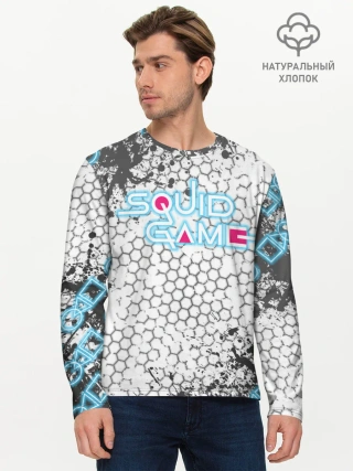 Мужской лонгслив базовый / Игра в кальмара Неон