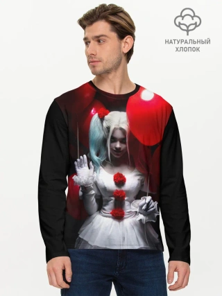 Мужской лонгслив базовый / Плохая девочка с красными шарами