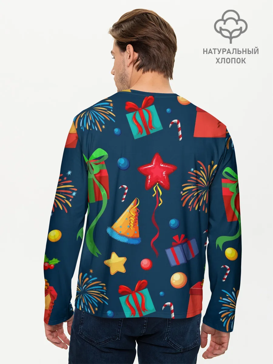 Мужской лонгслив базовый / Новогодний Паттерн!