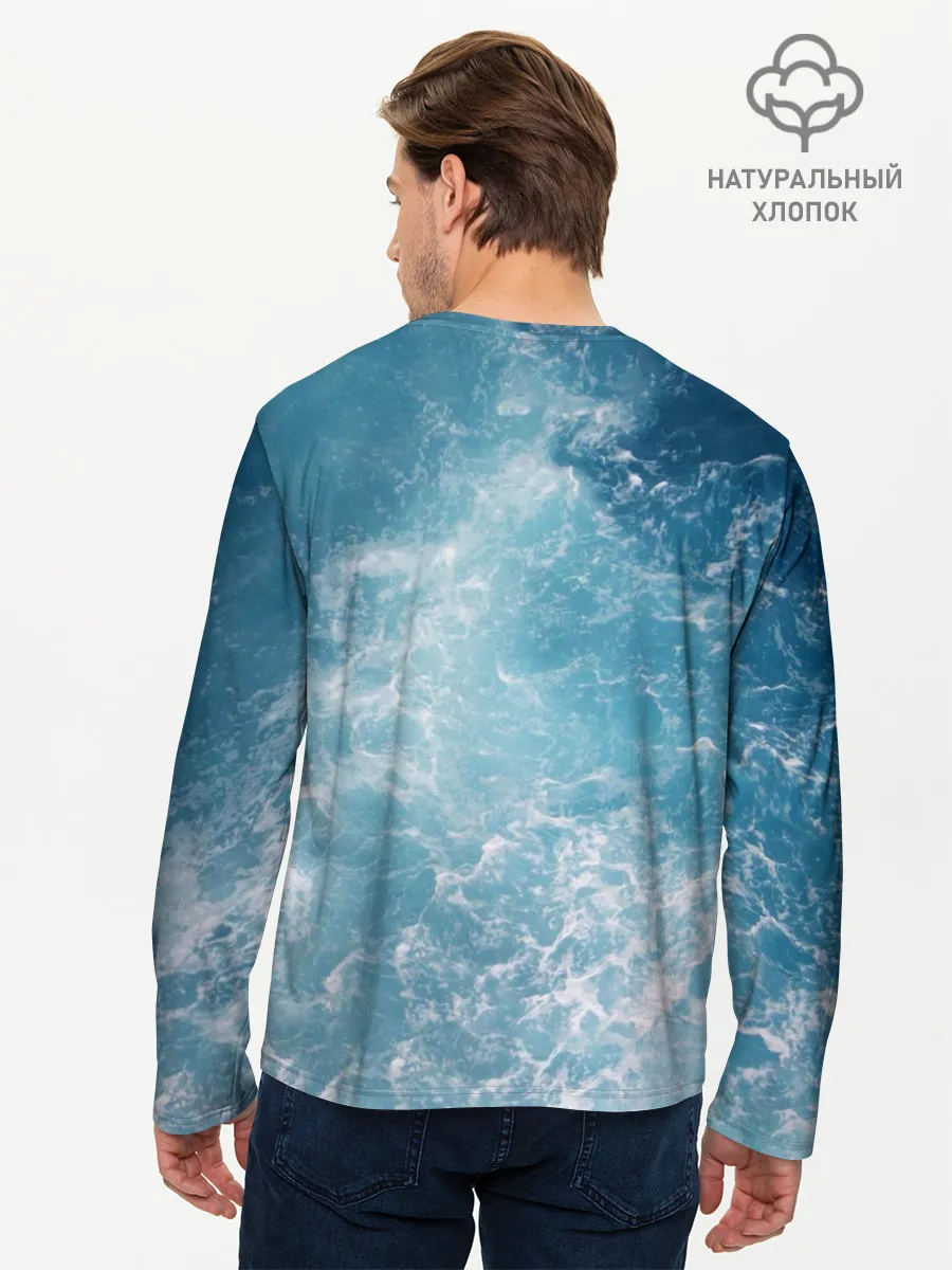 Мужской лонгслив базовый / Дельфин в море