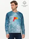 Мужской лонгслив базовый / Дельфин в море