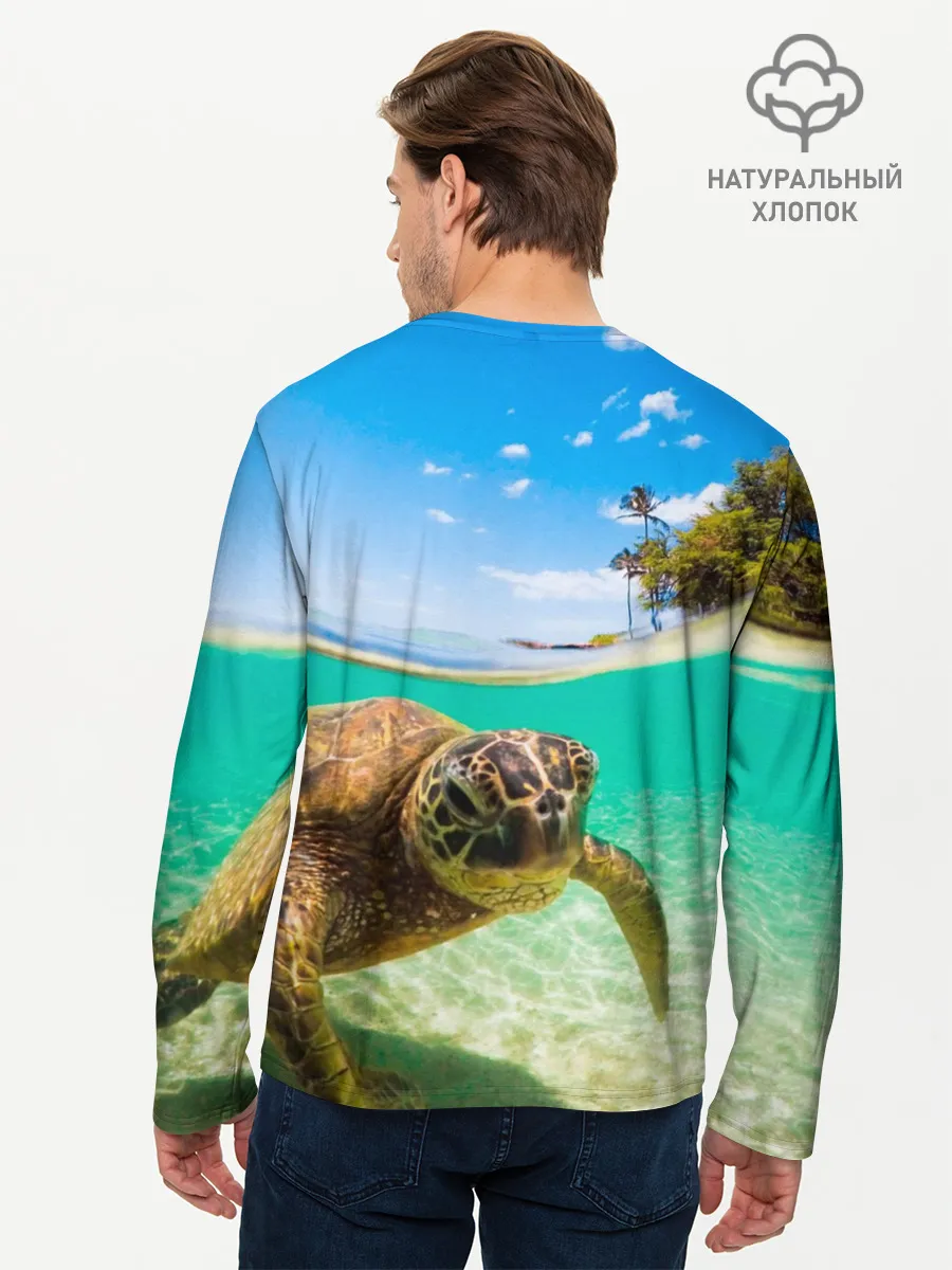 Мужской лонгслив базовый / Морская черепашка