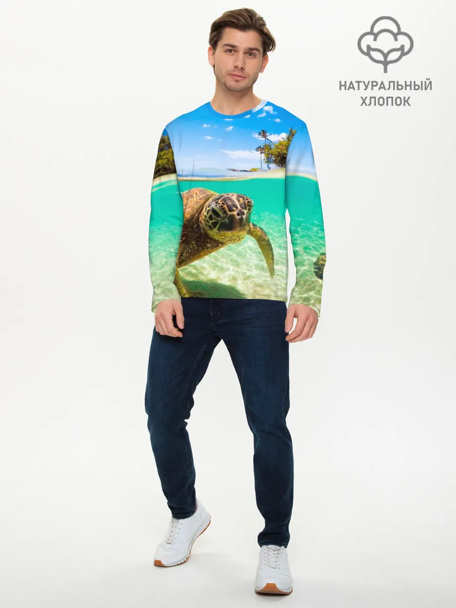 Мужской лонгслив базовый / Морская черепашка