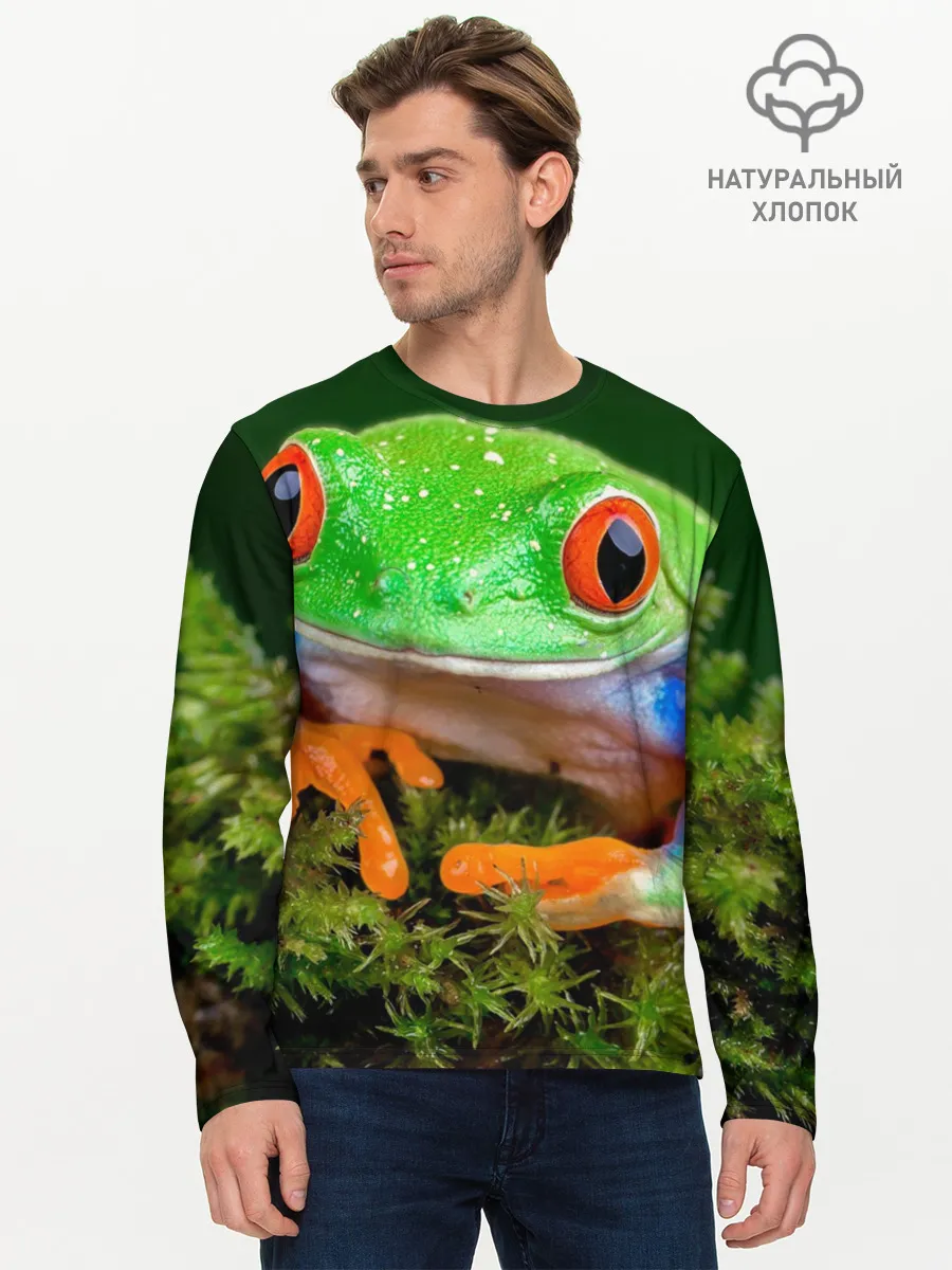 Мужской лонгслив базовый / Тропическая лягушка