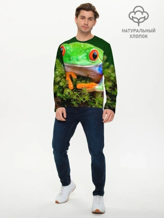 Мужской лонгслив базовый / Тропическая лягушка