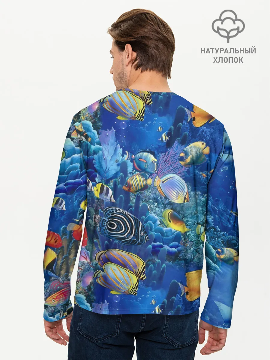 Мужской лонгслив базовый / Коралловые рыбки
