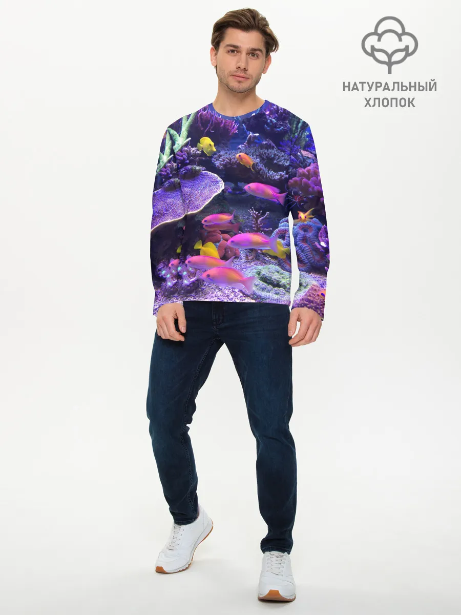 Мужской лонгслив базовый / Коралловые рыбки