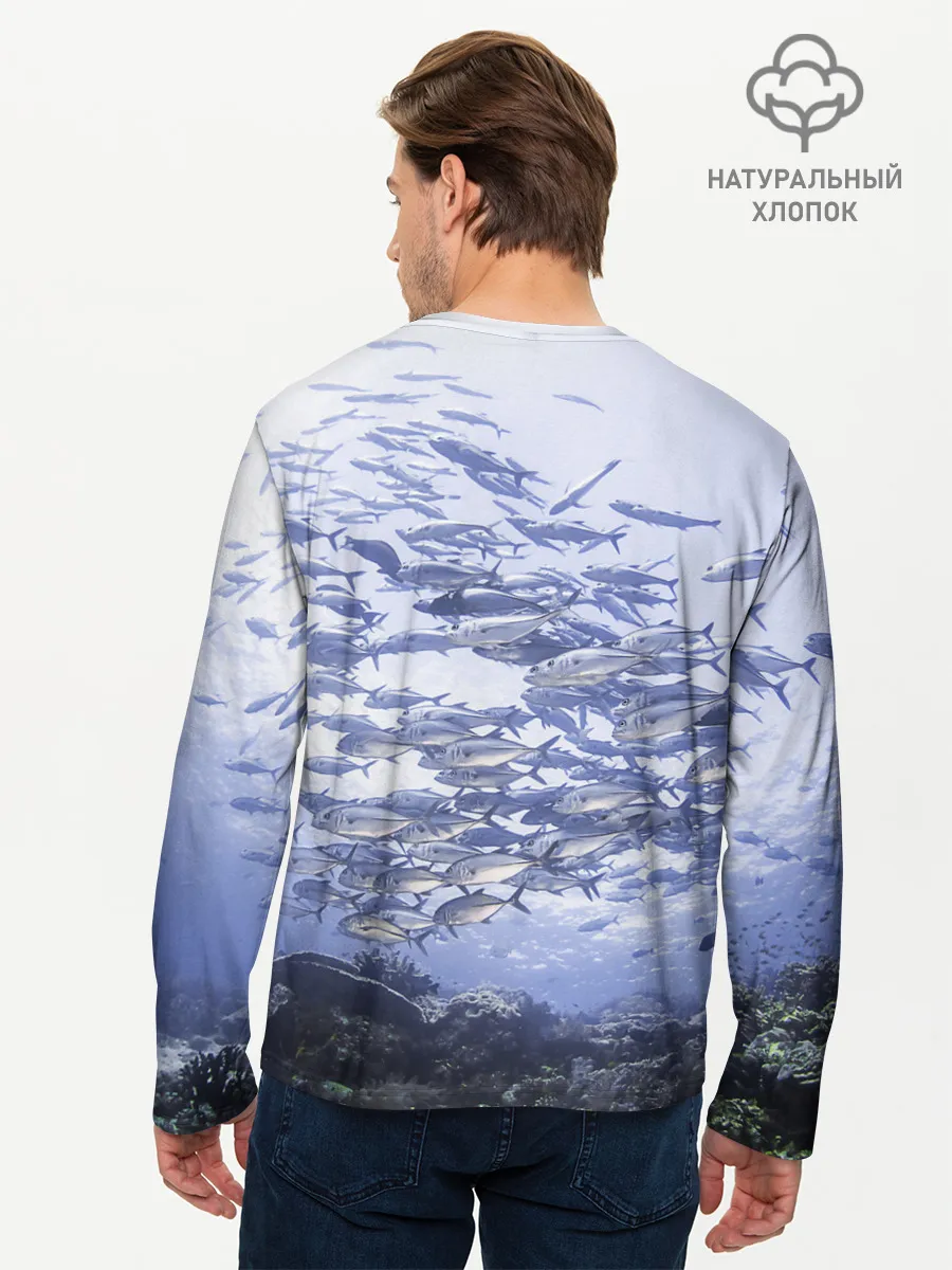 Мужской лонгслив базовый / Косяк рыбы