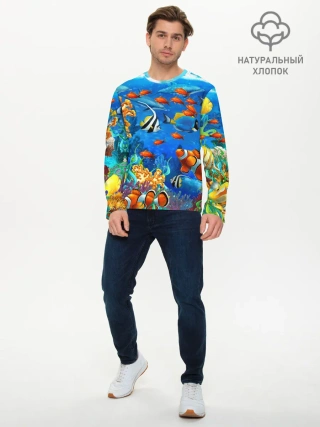 Мужской лонгслив базовый / Коралловые рыбки