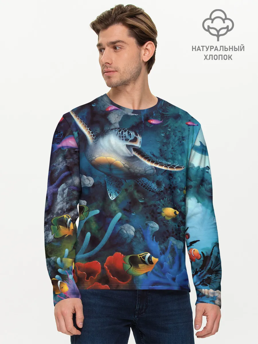 Мужской лонгслив базовый / Морская черепаха