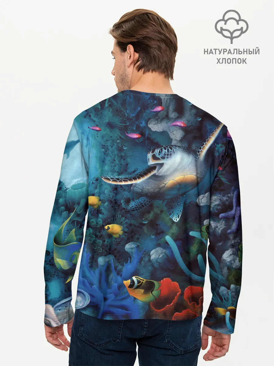 Мужской лонгслив базовый / Морская черепаха