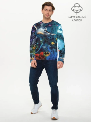 Мужской лонгслив базовый / Морская черепаха