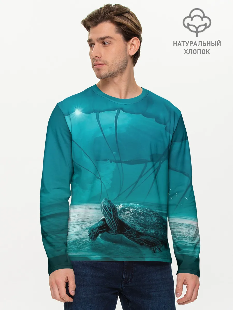 Мужской лонгслив базовый / Медуза и черепаха