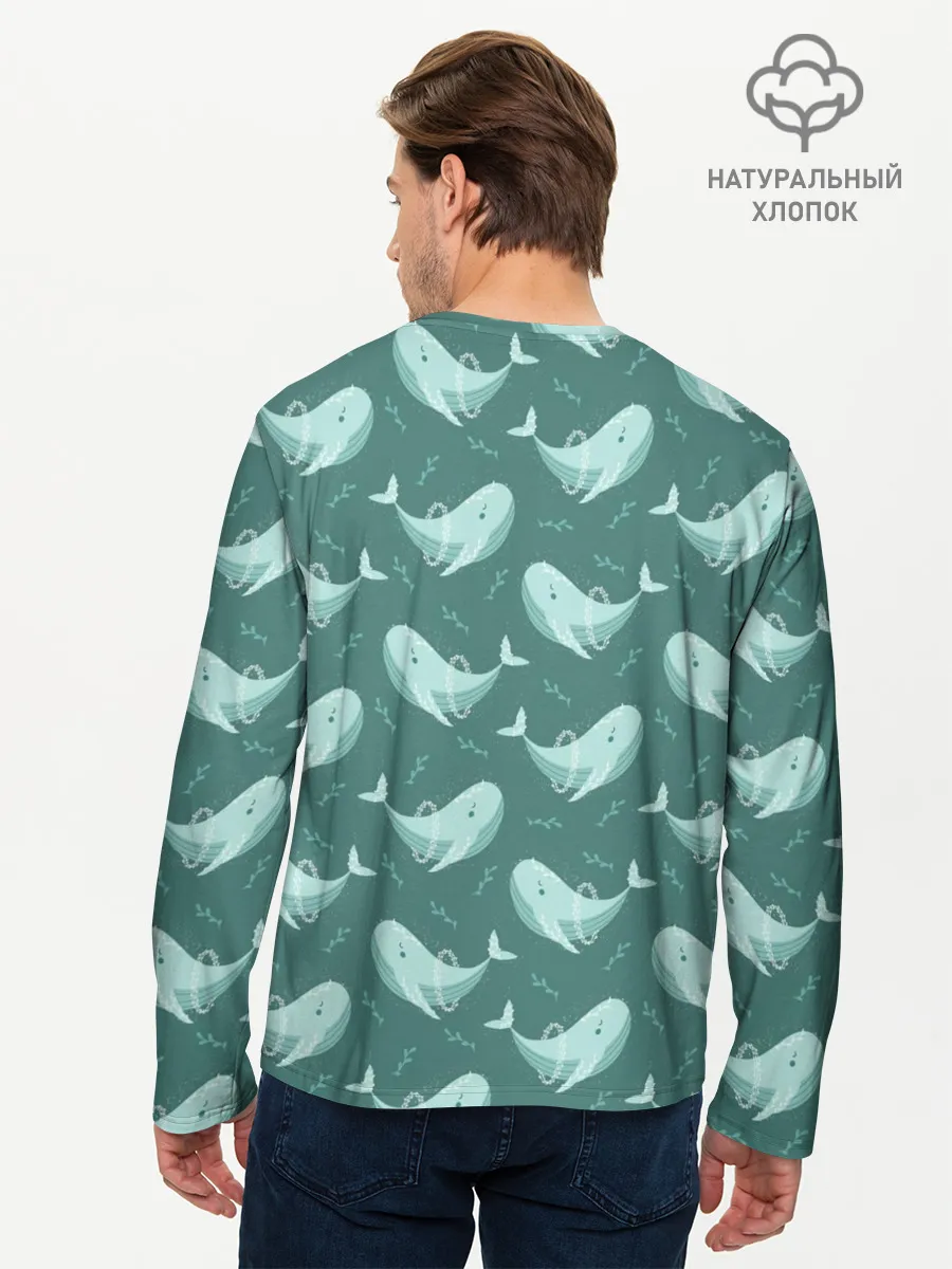 Мужской лонгслив базовый / Киты