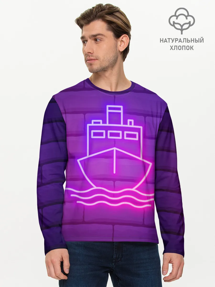 Мужской лонгслив базовый / Судно неон