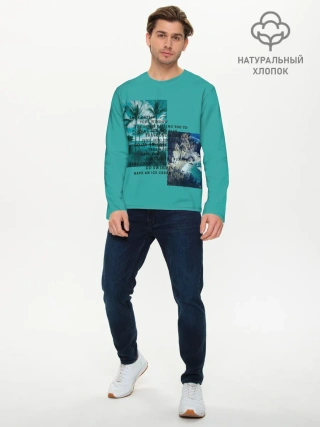 Мужской лонгслив базовый / Море