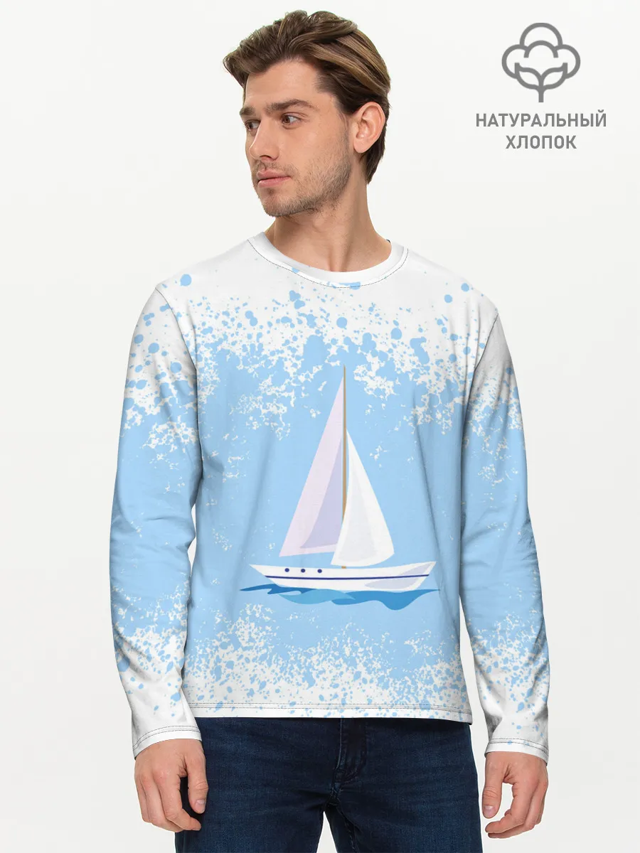 Мужской лонгслив базовый / ОДИНОКАЯ ЛОДКА | SAILBOAT