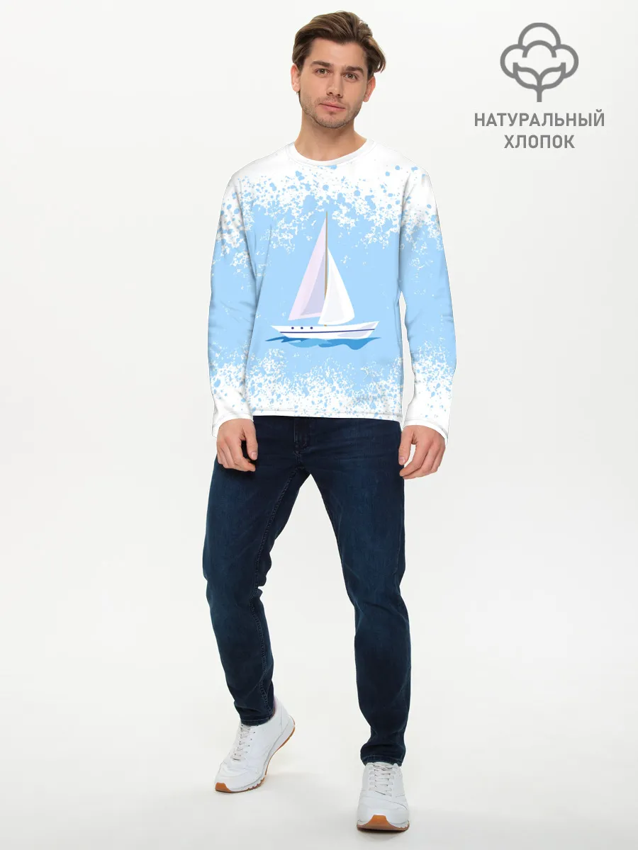Мужской лонгслив базовый / ОДИНОКАЯ ЛОДКА | SAILBOAT