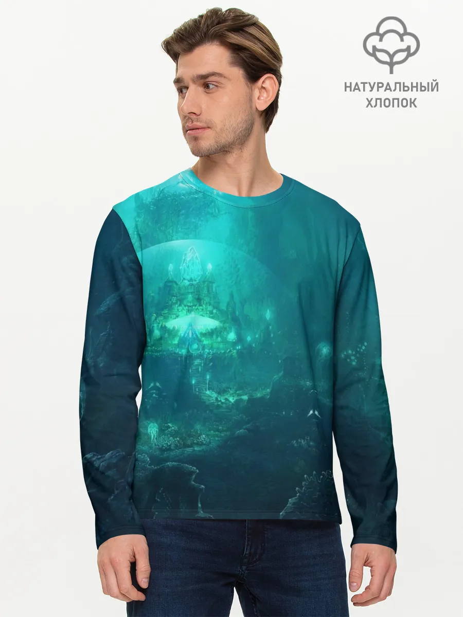 Мужской лонгслив базовый / Дно морское