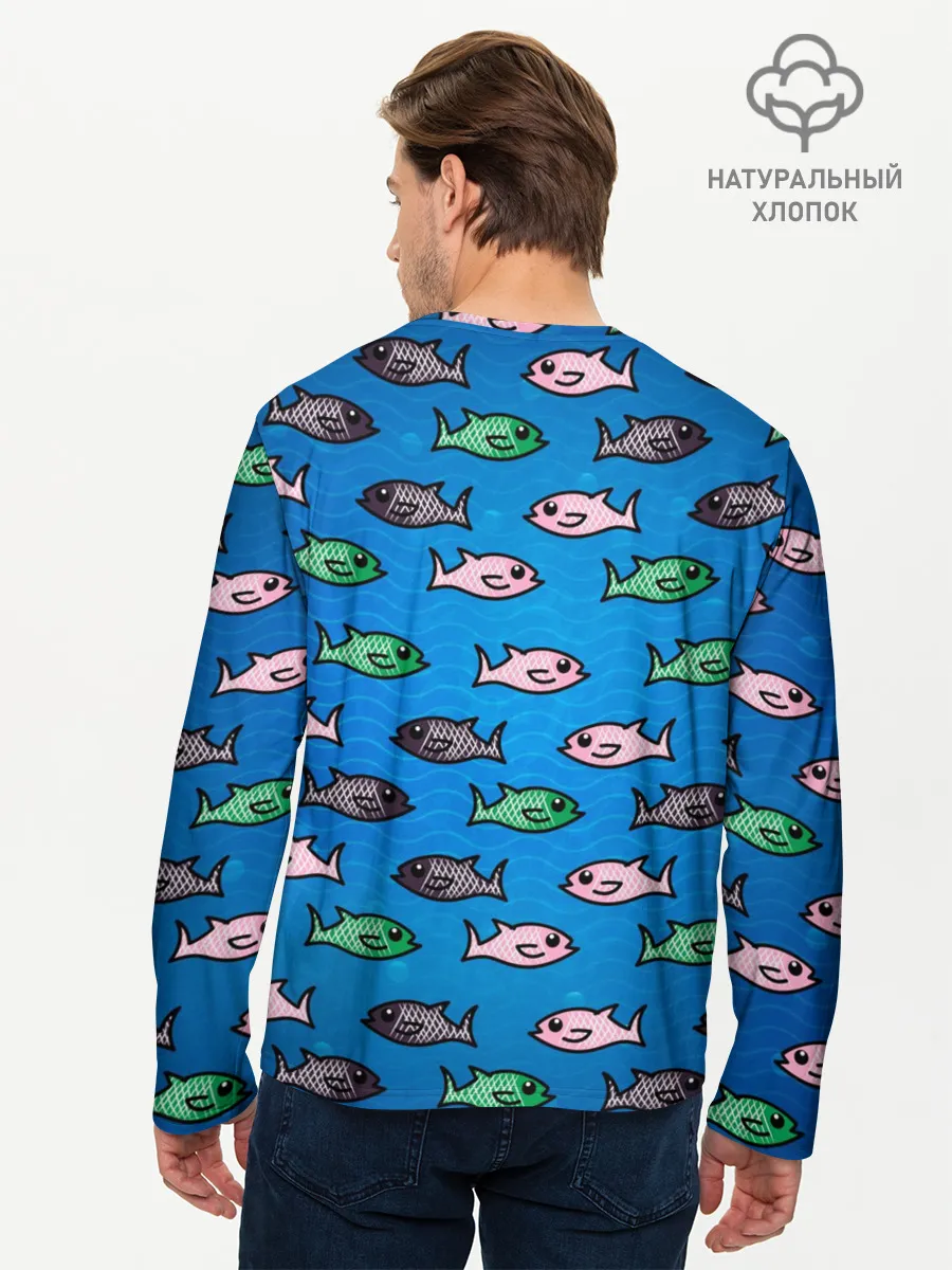 Мужской лонгслив базовый / Рыбки