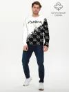 Мужской лонгслив базовый / Чёрный клевер черно-белый разрыв
