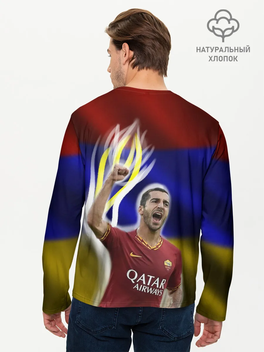 Мужской лонгслив базовый / Генрих Мхитарян - огненный кулак