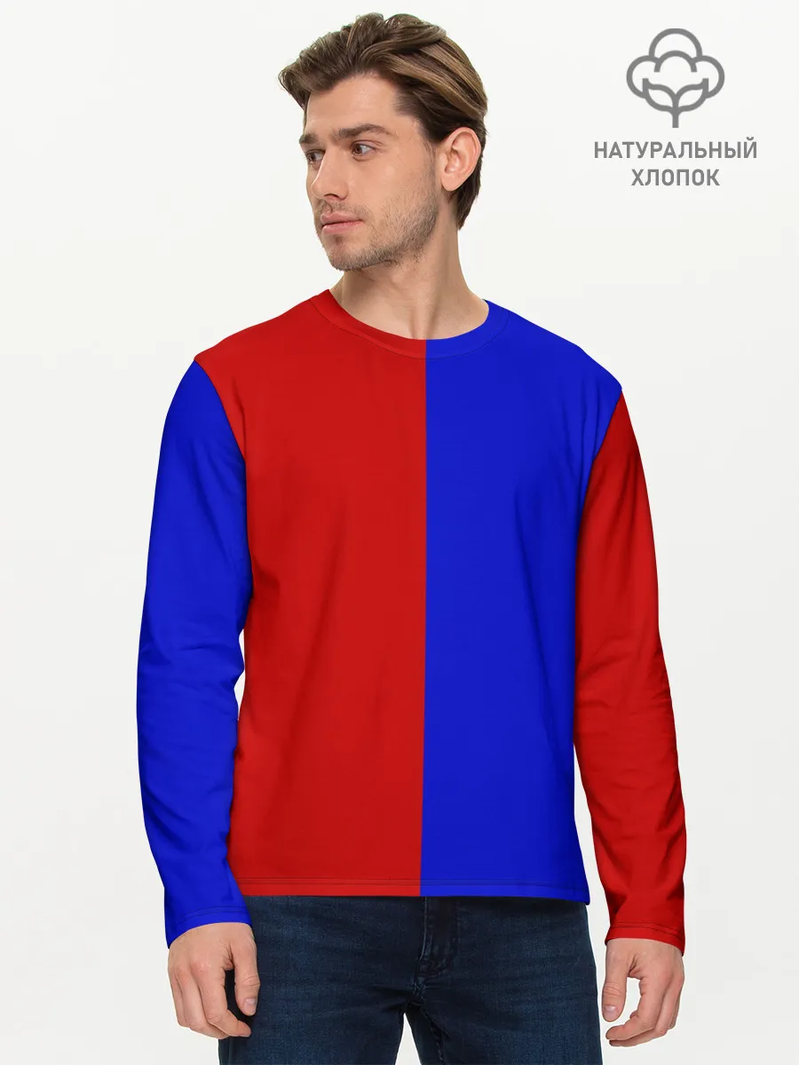Мужской лонгслив базовый / Красно-синий