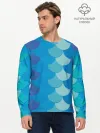 Мужской лонгслив базовый / Синяя чешуя рыбы