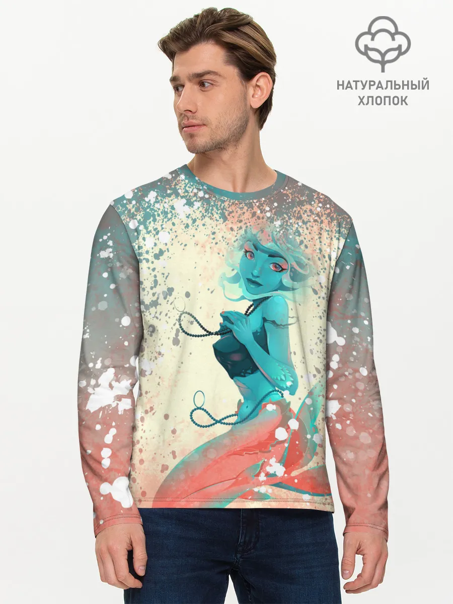 Мужской лонгслив базовый / Русалочка | Mermaid