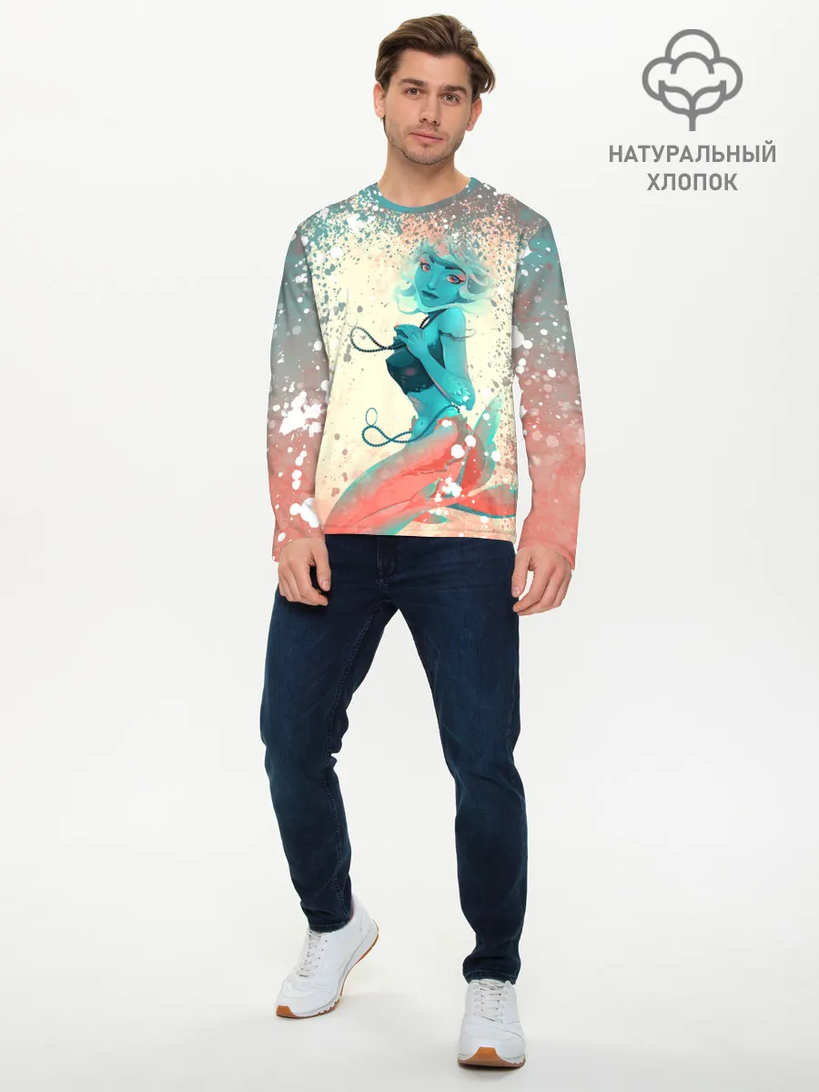 Мужской лонгслив базовый / Русалочка | Mermaid