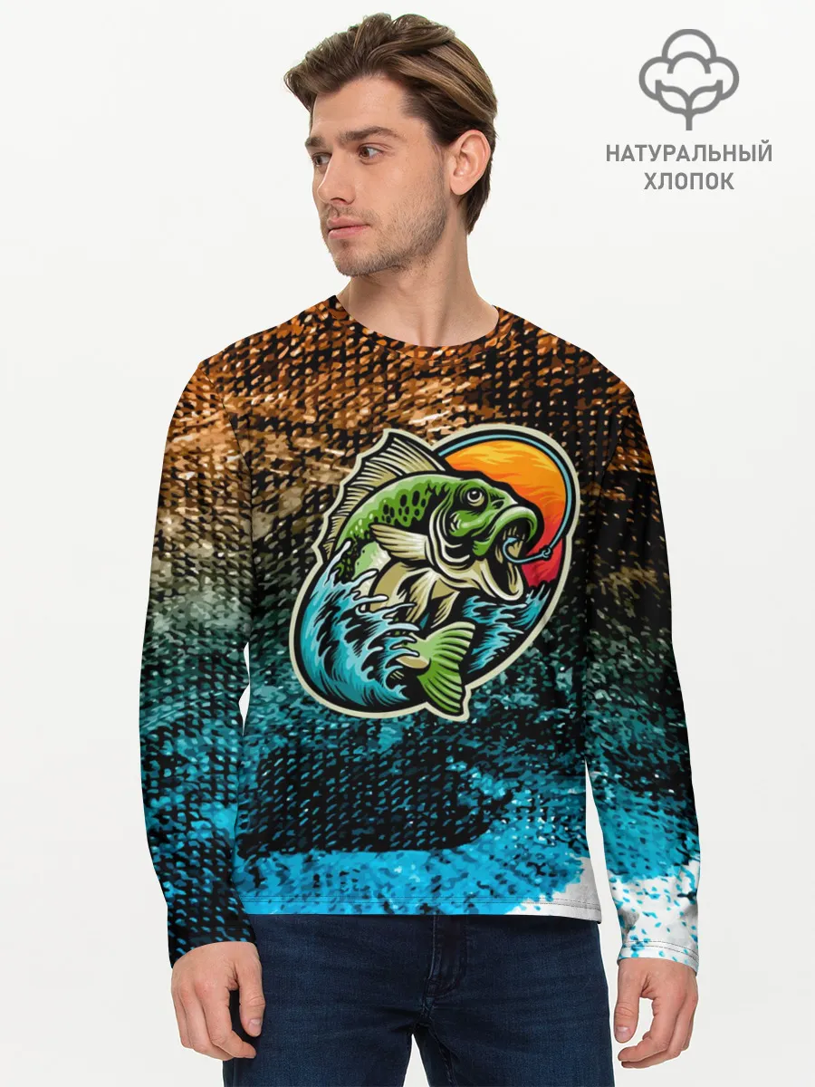 Мужской лонгслив базовый / Рыба на крючке
