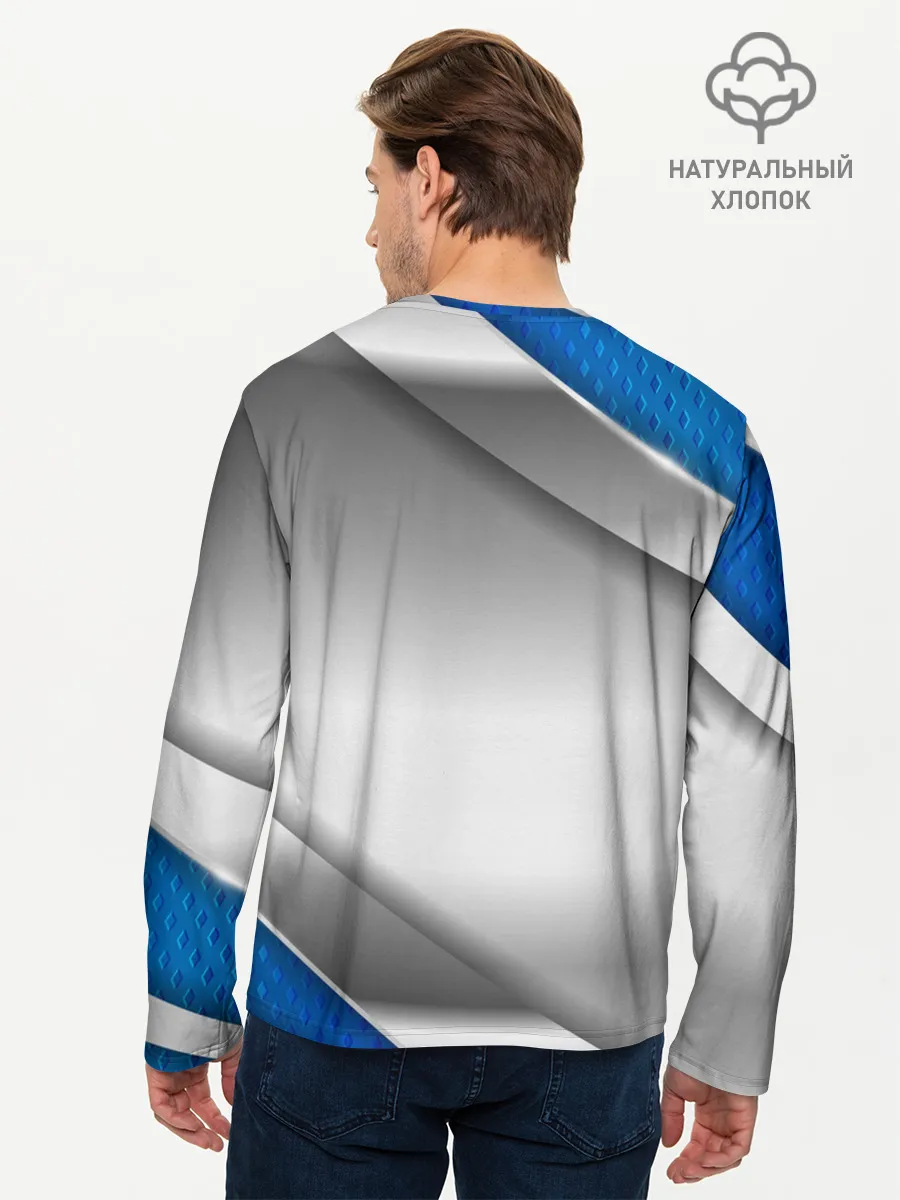 Мужской лонгслив базовый / 3D СЕРЕБРО BLUE LINES