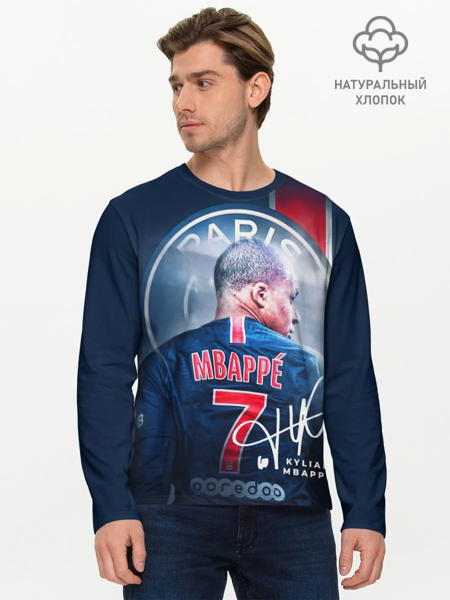 Мужской лонгслив базовый / Килиан Мбаппе, PSG