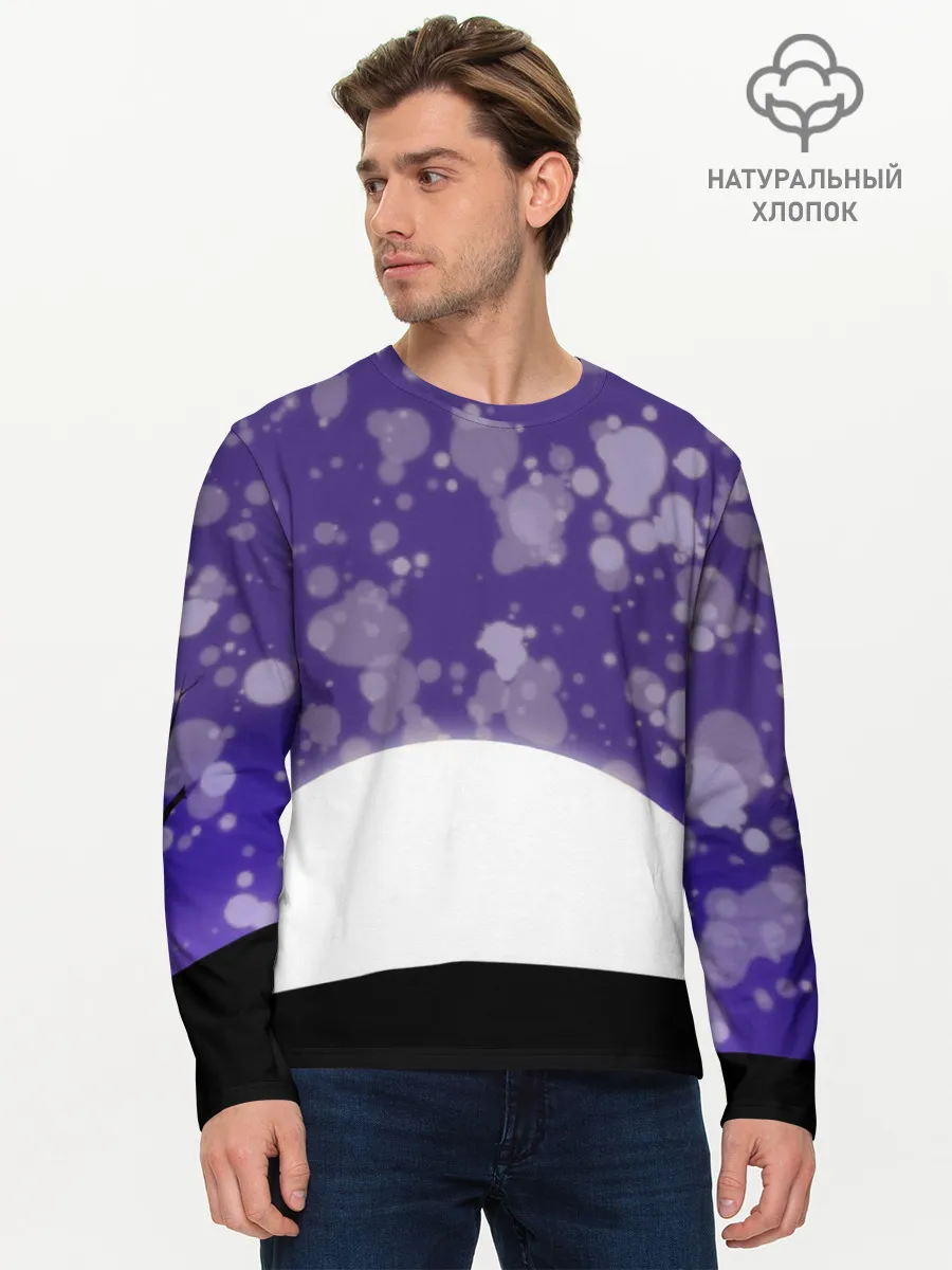 Мужской лонгслив базовый / одинокое дерево в ночи