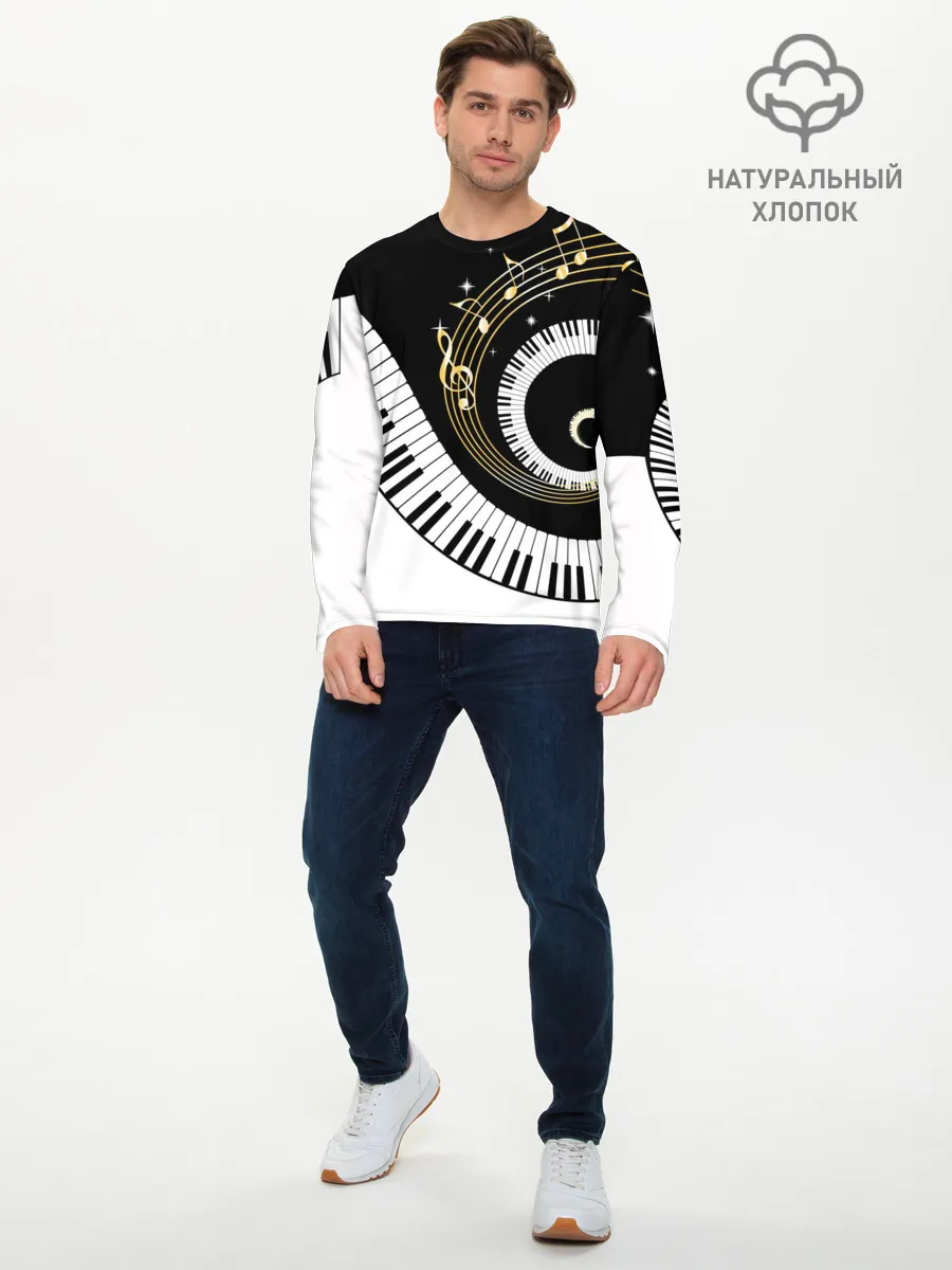Мужской лонгслив базовый / МУЗЫКАЛЬНЫЙ УЗОР