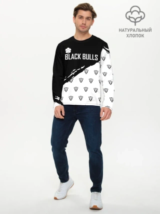 Мужской лонгслив базовый / Черные быки | Чёрный клевер
